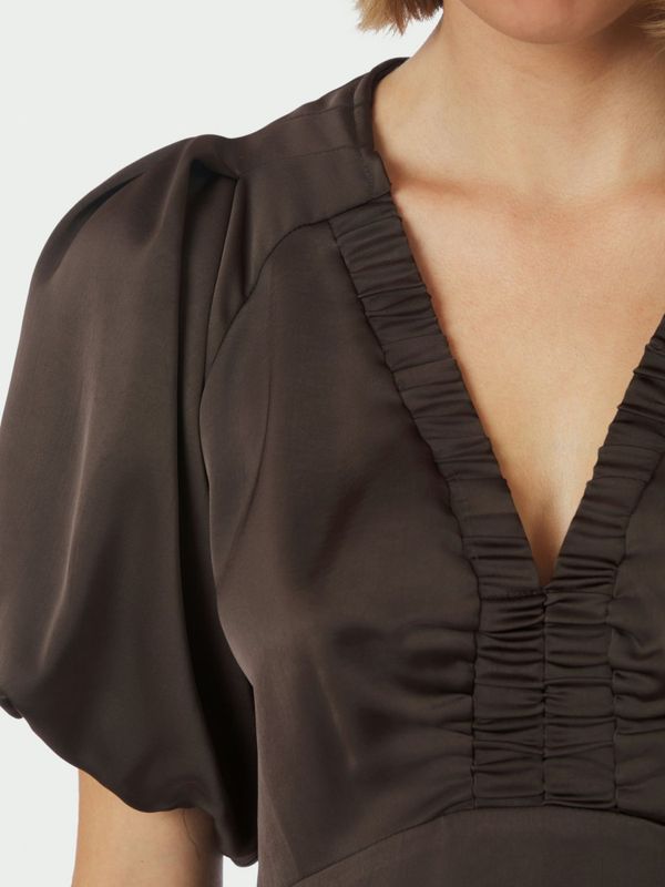 Illana Heavy Sateen Dress Dark Brown 