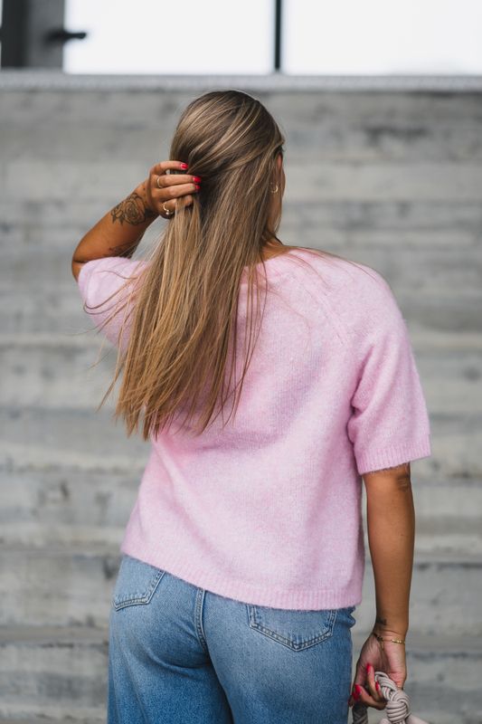 Enya SS Knit Pullover Pink Lady 