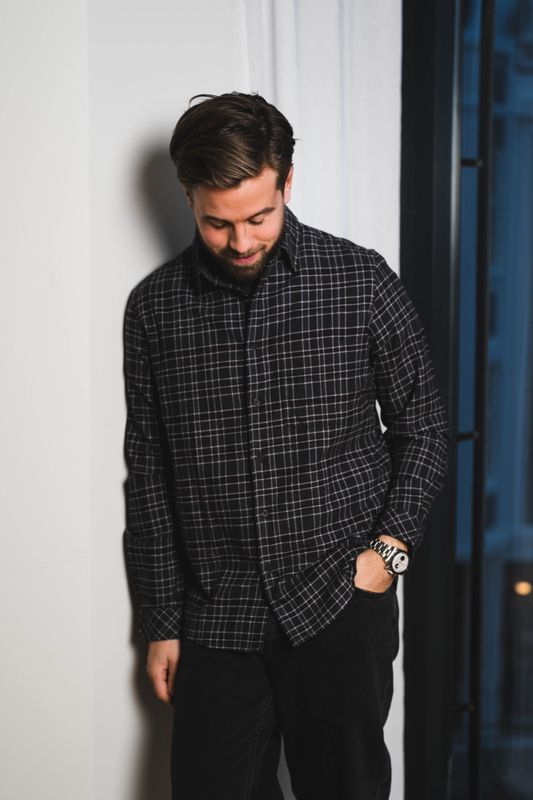 Saryan J Shirt 15501 Grey Brown Check 