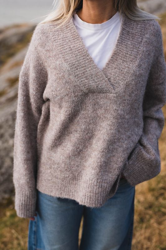 Melli Fluffy Knit Blouse Beige Melange 