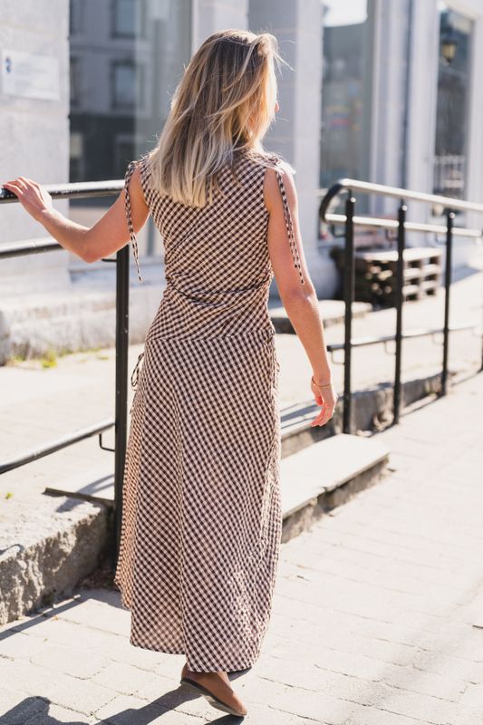 Saxton Check Dress Brown 