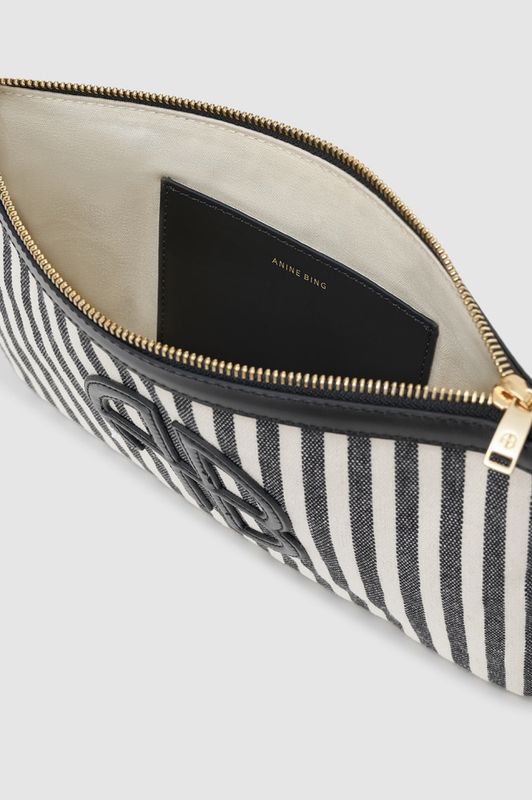 Lili Pouch White And Black Stripe 