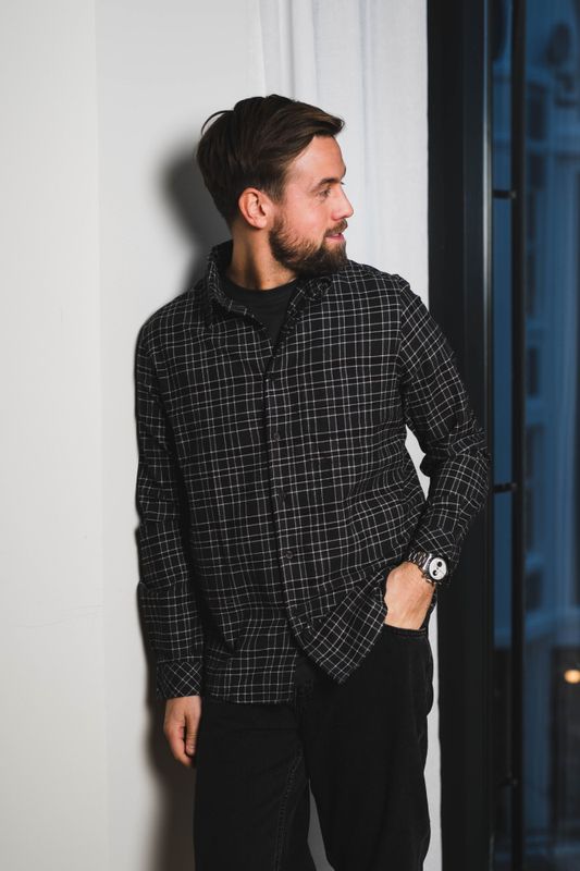 Saryan J Shirt 15501 Grey Brown Check 