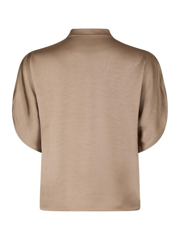 Anelle Heavy Sateen Blouse Dark Taupe 