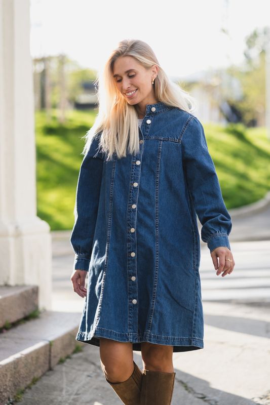 Rylan Elena Shirt Dress Mid Blue Wash 