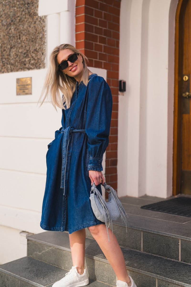 Frida Shirt Dress Mid Blue Wash 