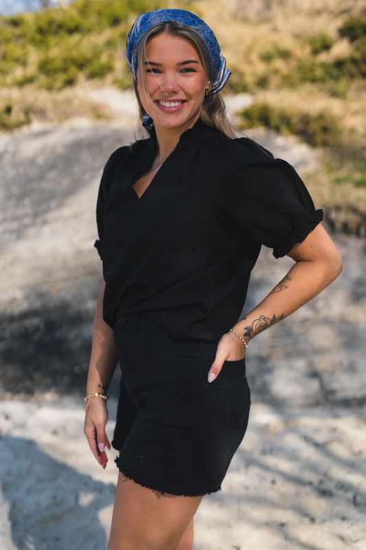 Odesa Linen Blouse Black