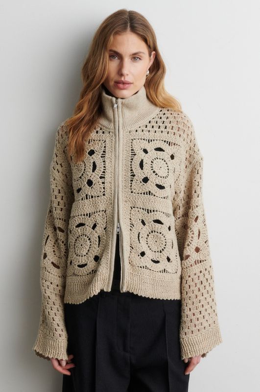 Crosette Knit Cardigan Camel 
