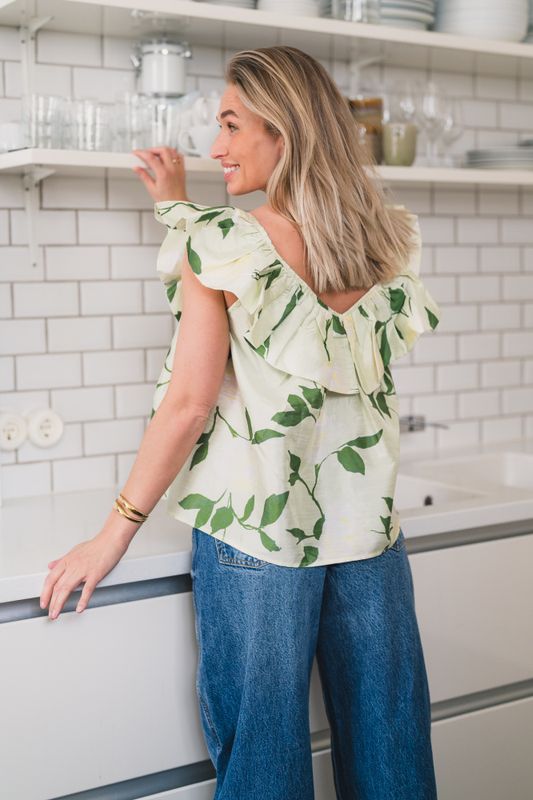 Taffeta Flounce Top Soft Pastel 