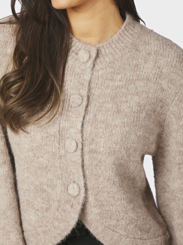 Gio Fluffy Knit Cardigan Beige Melange 