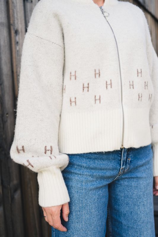 Martha Jacket Short Offwhite With Brown Melange 