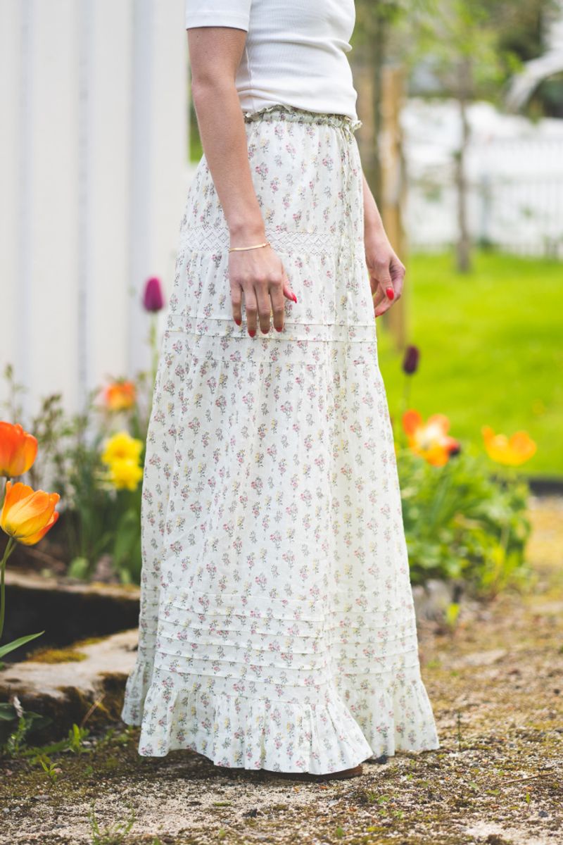 Fippo Fine Print Skirt Creme 