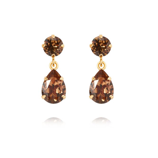 Hovedbilde Mini Drop Earrings Gold Light Smoked Topaz 