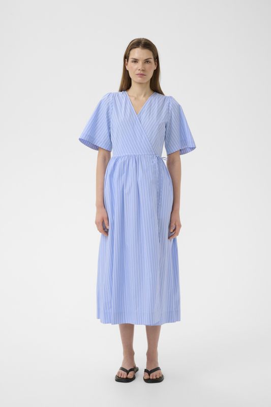 Raelynn Wrap Dress Blue And Summer Stripe 