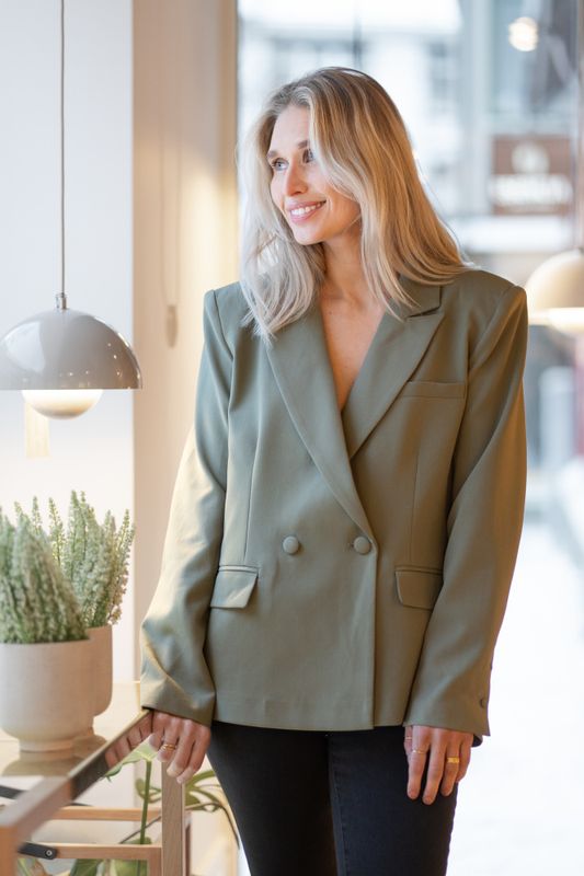 Refined Blazer Olive Green 