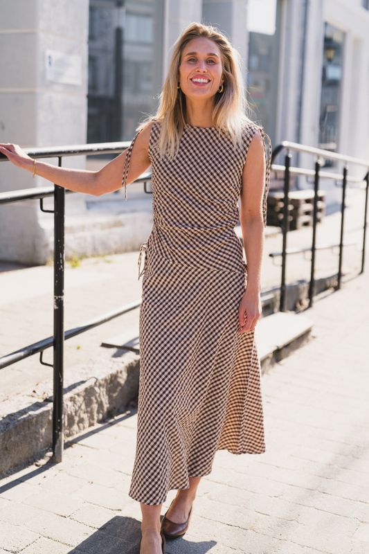 Saxton Check Dress Brown 
