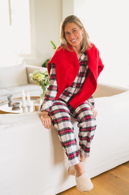 Hovedbilde LRL L/S Notch Collar Long Pant PJ Set Cream Plaid ...