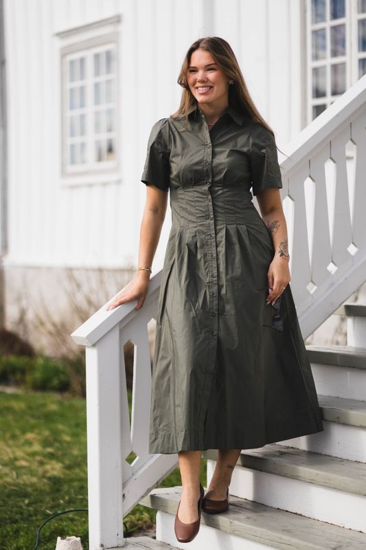 Baia Poplin Dress Army 