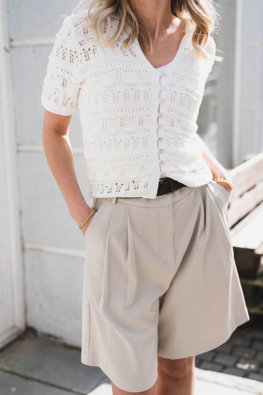 Marisini Stitch Polo Knit Top Offwhite 
