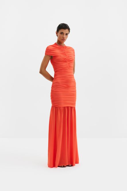 Hovedbilde Loana Draped Chiffon Maxi Dress Coral 