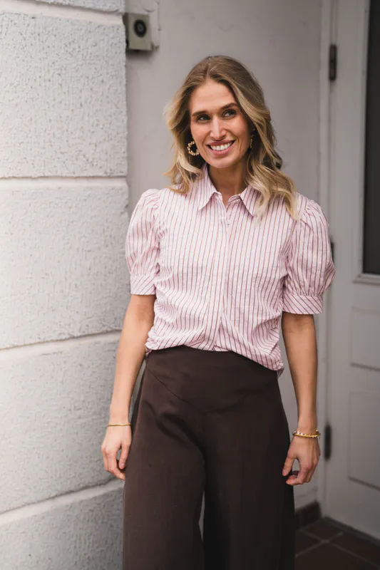 Frannie Structure Stripe Shirt Light Pink 