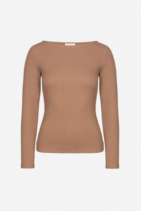 Petronella Rib Boatneck Camel 