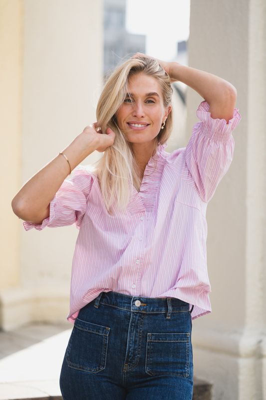 Briony Twin Stripes Blouse Light Pink 