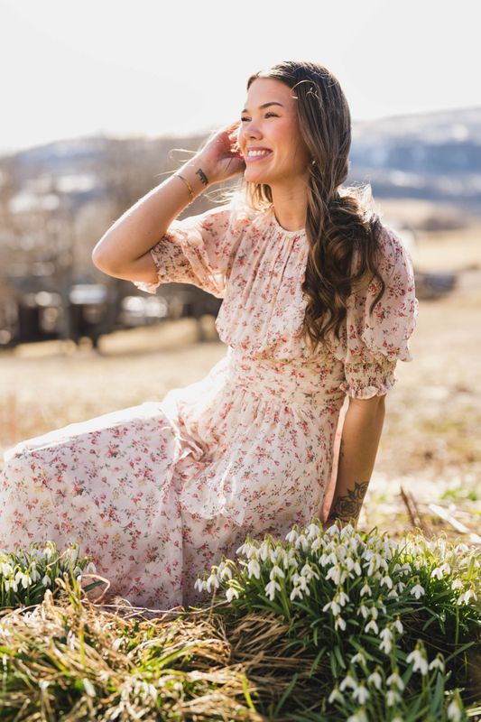 Sable Meadow Printed Dress Creme 