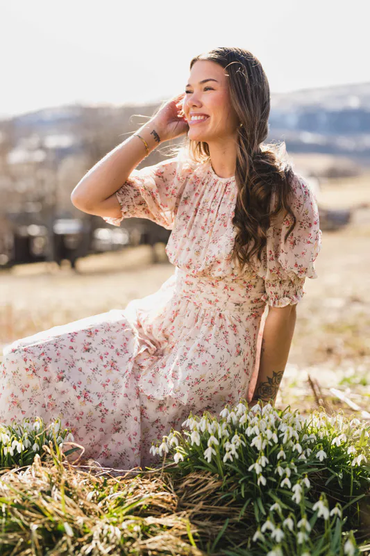 Sable Meadow Printed Dress Creme 