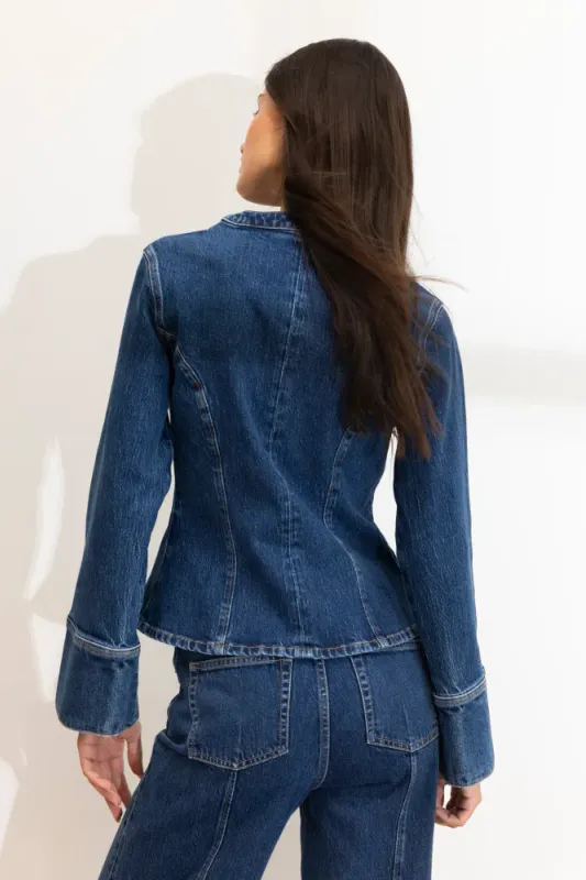 Izzy Blouse Washed Dark Blue 