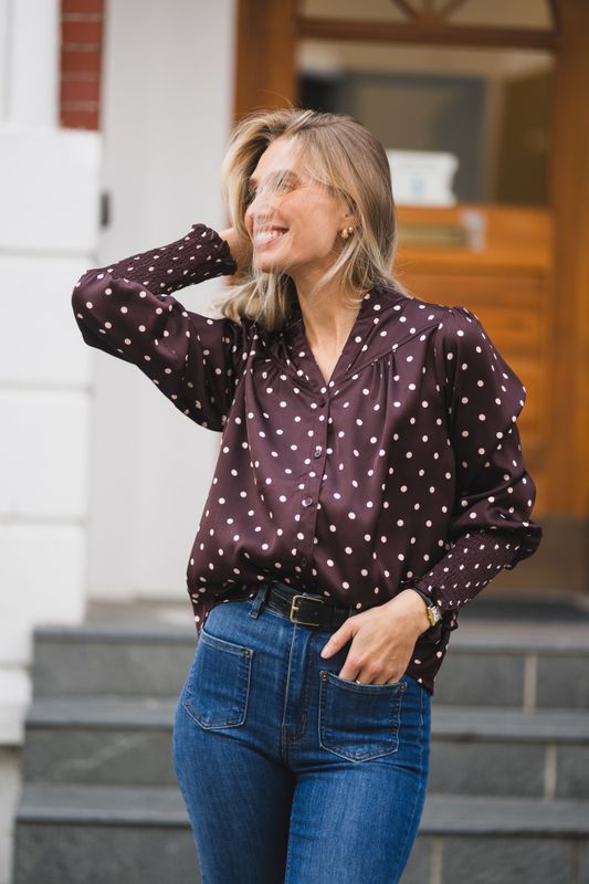 Camisa Dot Blouse Burgundy 