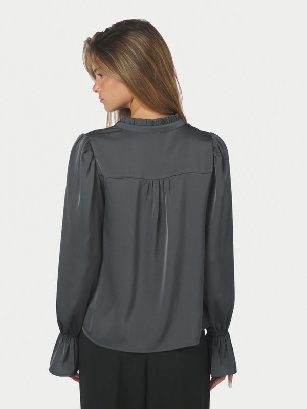Amara Drapy Satin Blouse Antracit