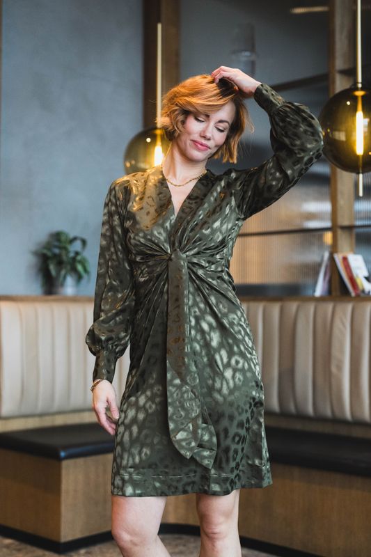 Blair Dress Army Leo Jacquard 