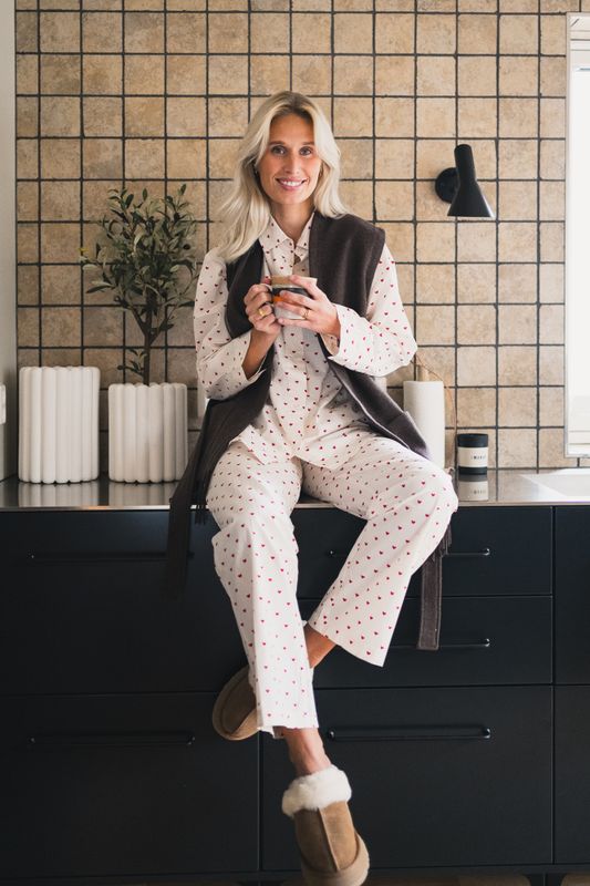 Amor Pyjamas Set Offwhite/Red 