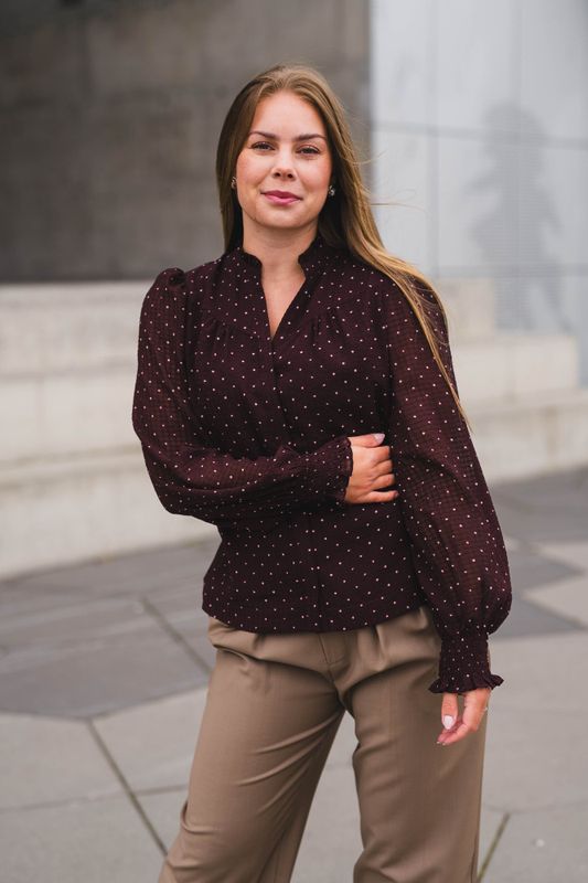 Astrida Dotted Blouse Burgundy 