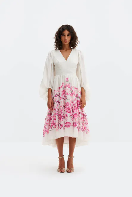 Hovedbilde Sasia Deep V Neck Midi Dress Tulip Pink 