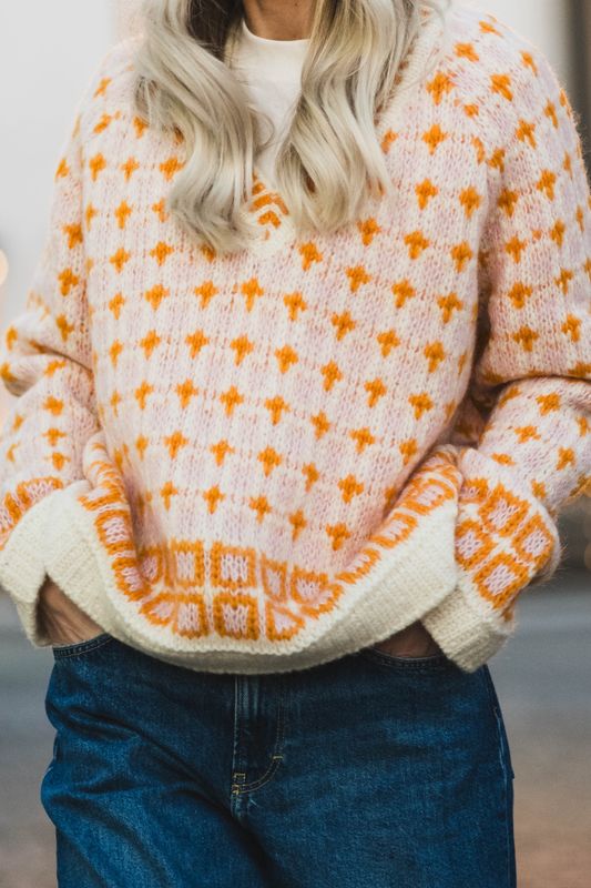 Norwegian Wool V-Neck Orange Mix 