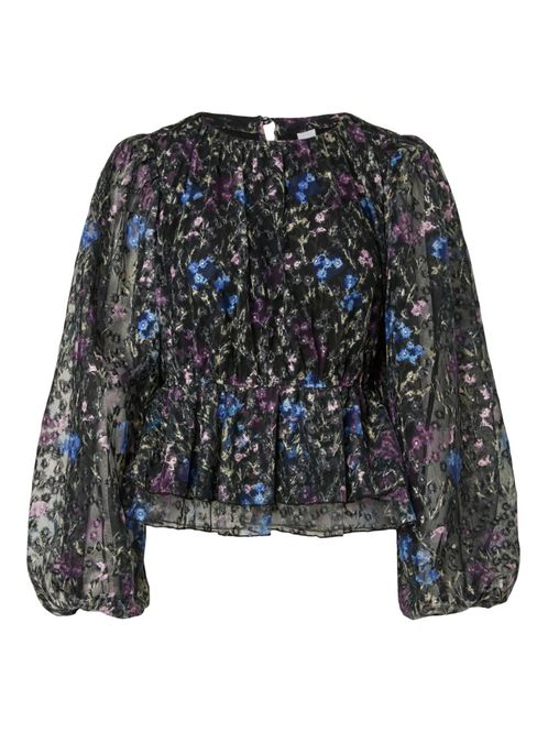 Hovedbilde Leanna LS Top Black Purple/Blue Roses 