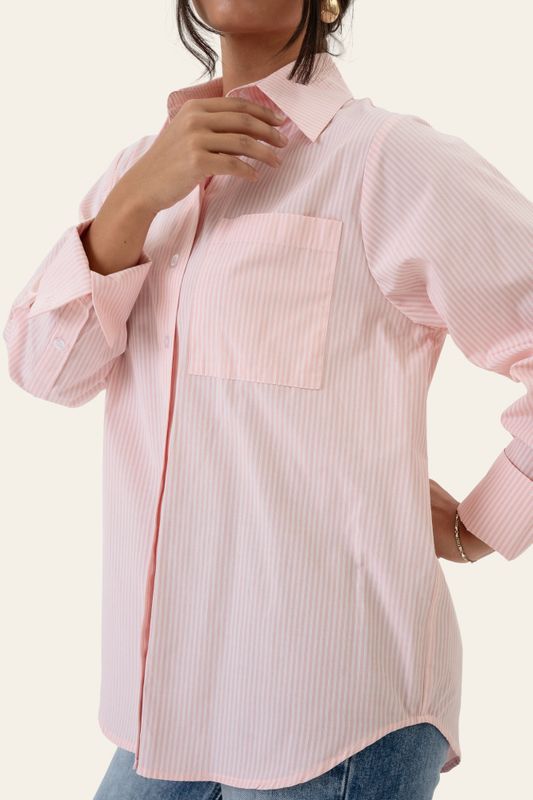Isabellaic Shirt Pink White Stripes 