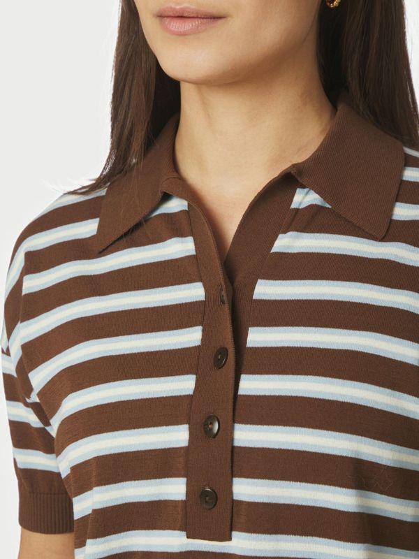Emira Knit Polo Top Dark Brown 