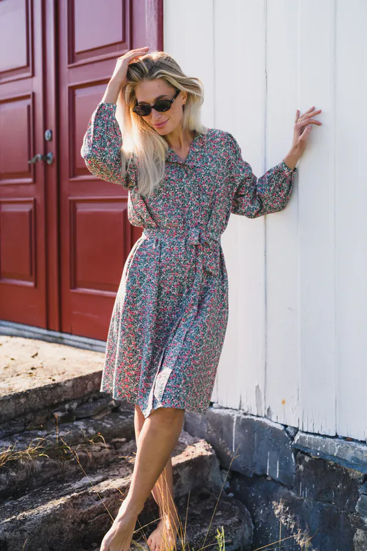 Gry Astrid Shirt Dress C Green Flower 