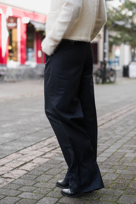 Nathalie Slim Pinstripe Pants Dark Navy 