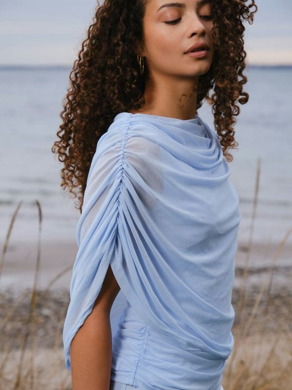 Cottuna Drapy Mesh Top Light Blue 