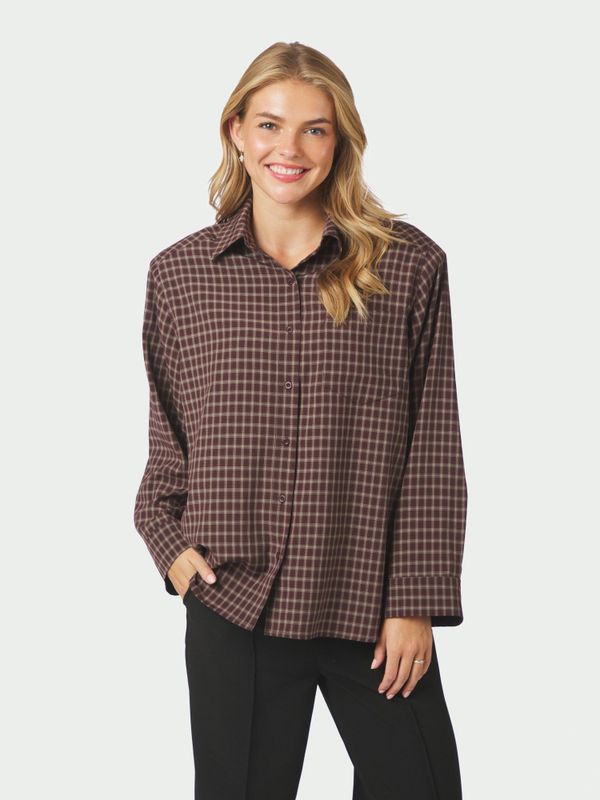 Anella Check Shirt Chocolate Plum 