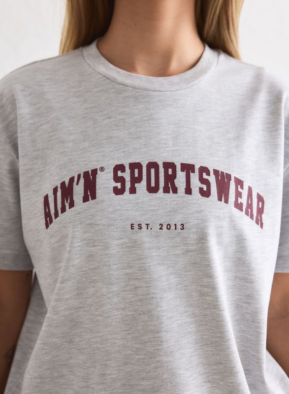 Varsity Boxy T-Shirt Light Grey Melange 
