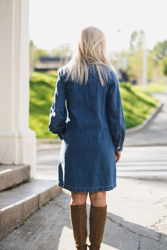 Rylan Elena Shirt Dress Mid Blue Wash 