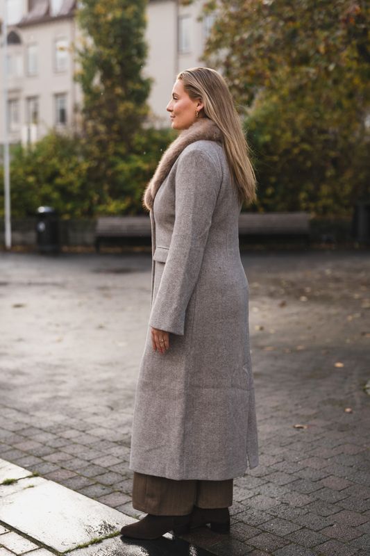 Corina Herringbone Twill Coat Beige Melange 