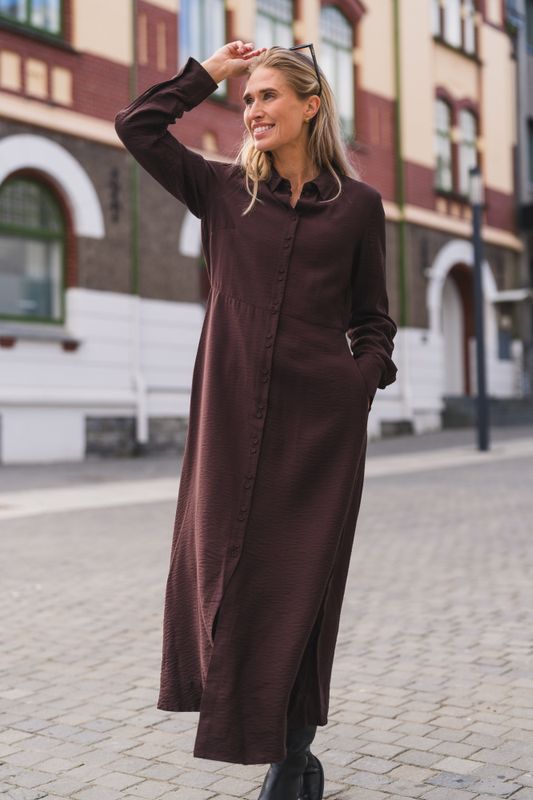 Safera LS Long Shirt Dress Coffee Bean 