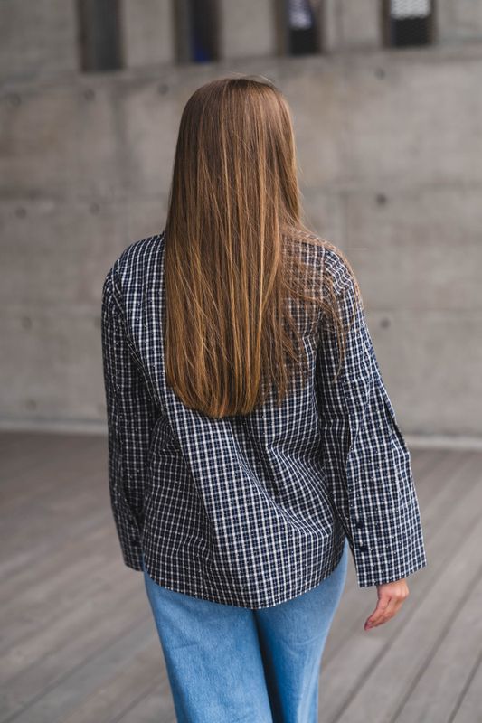Drew Check Bedaz Shirt Dark Blue 