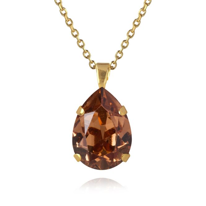 Hovedbilde Mini Drop Necklace Gold Light Smoked Topaz 